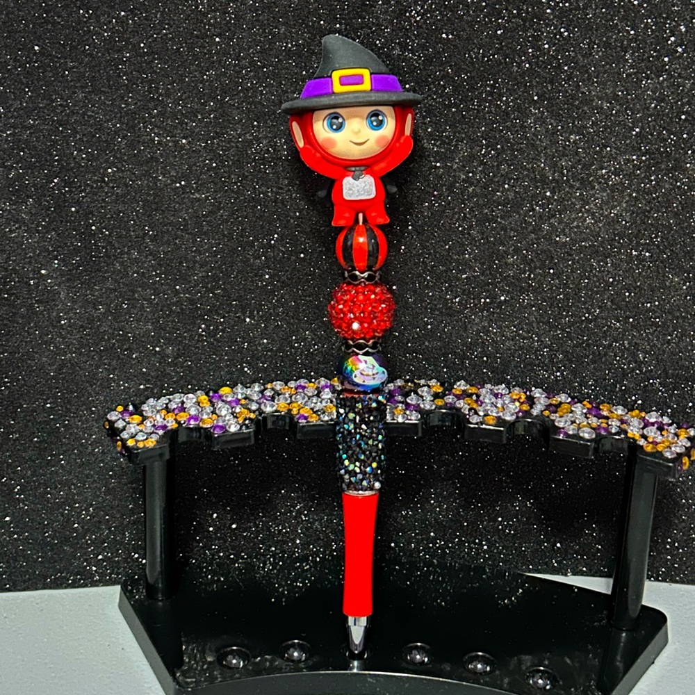 Handcrafted Beaded Pen with Halloween Po topper